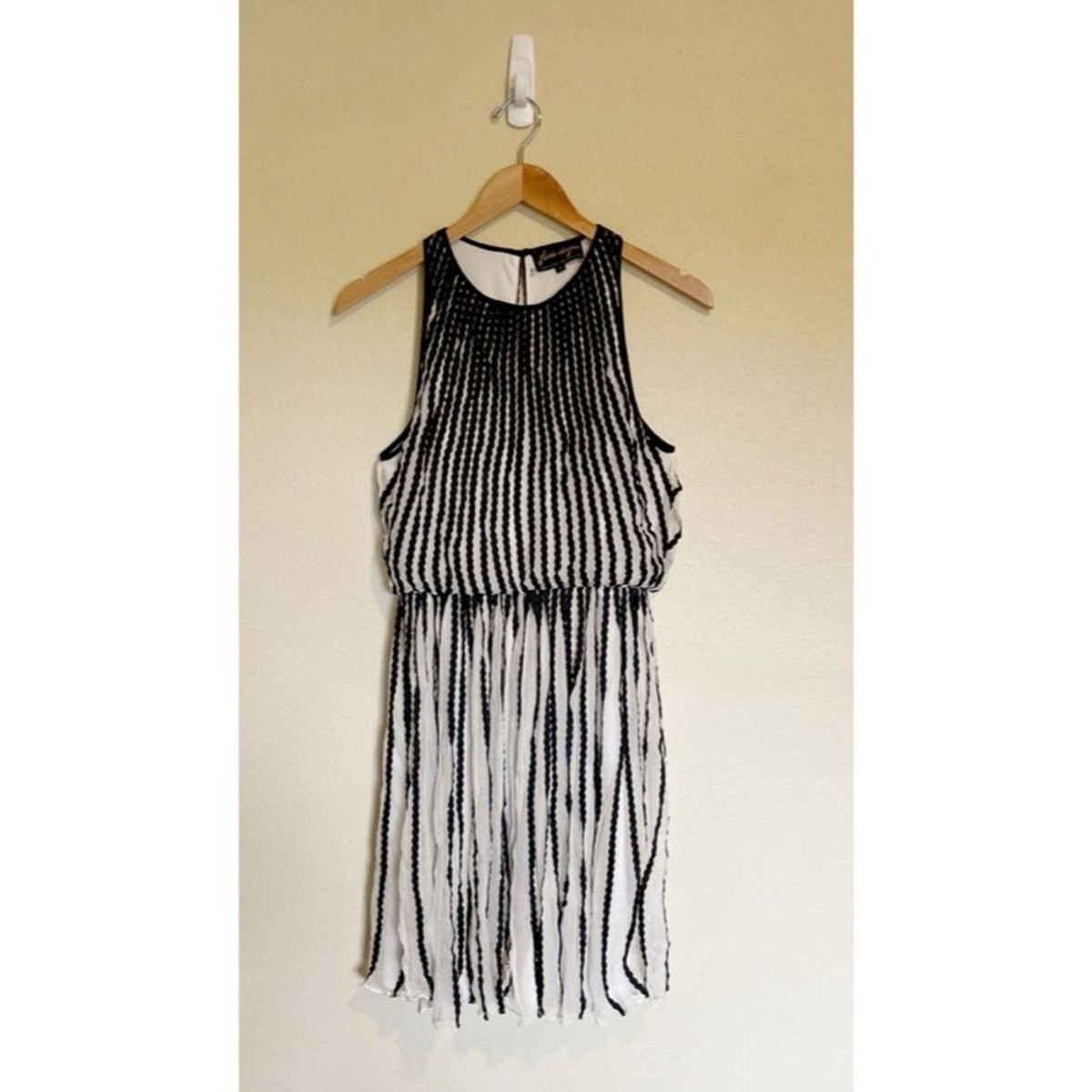 martinique halter dress Geisha Designs Black Striped Sheer Sleeveless 4 sage-green