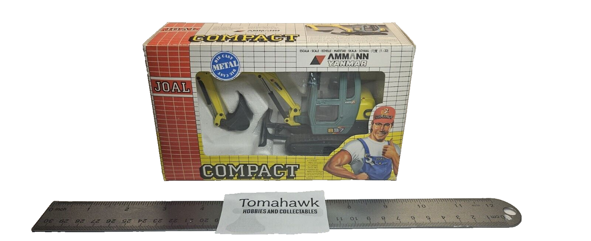 JOAL 193 Ammann-Yanmar B37 Mini Excavator 1/32 Die-cast NIB Yellow
