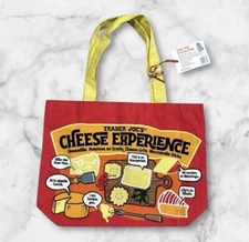 ⚡️ Trader Joe's Cheese Print Reusable Canvas Shopping Bag NWT NEW ❤
