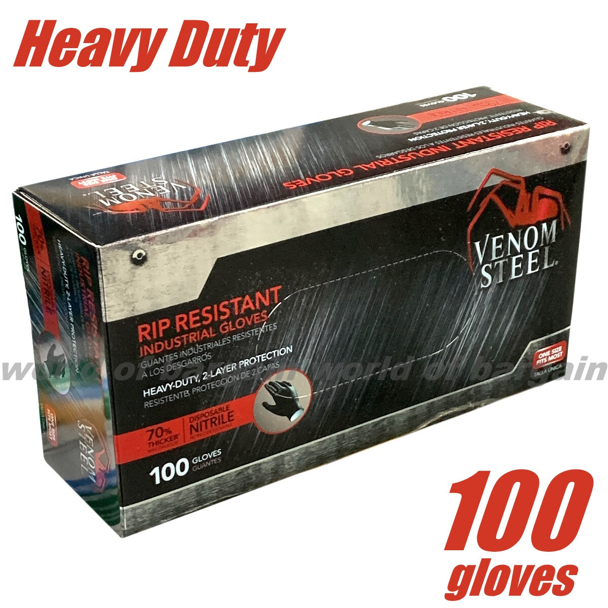 VENOM STEEL GLOVES Rip Resistant Industrial Layer Nitrile Black