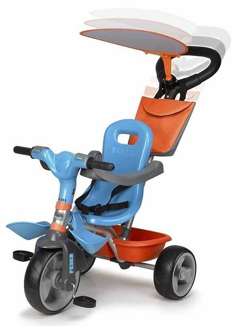 triciclo feber azul y naranja