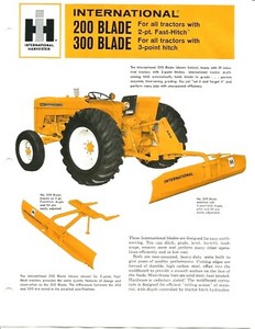 International 200 300 Blade  sales flyer 2p IH 1968 Fast-Hitch & 3-pt. hitch