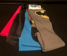 SUPERHERO Socks 2 Pair LOT Batman Superman Cape Socks Licensed NEW