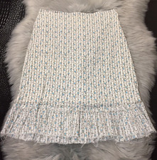 Free People Women's Floral Stripe Skirt Size 5 Cotton Raw Ruffle Hem