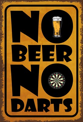 Holzschild 20x30 No Beer No Darts Kein Bier kein Dart Hobby Sport Verein Alkohol