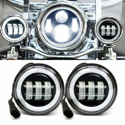 Lâmpada de direção de passagem de neblina preta luz LED 4-1/2" 4,5 polegadas para Harley Davidson - Imagem 2 de 4
