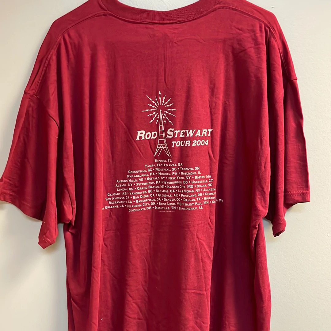 2004 Fruit Of The Loom Rod Stewart Red Graphic T-Shirt - Short 