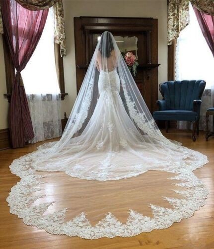 Wedding Bridal Veil Length Cathedral Veils with Appliques Wedding Veils 1 Layer eBay