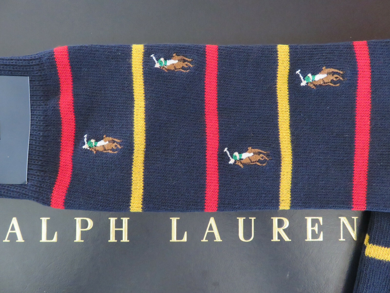 Polo RALPH LAUREN Calzini Uomo All Over Polo Pony Player Righe Logo Ricamato