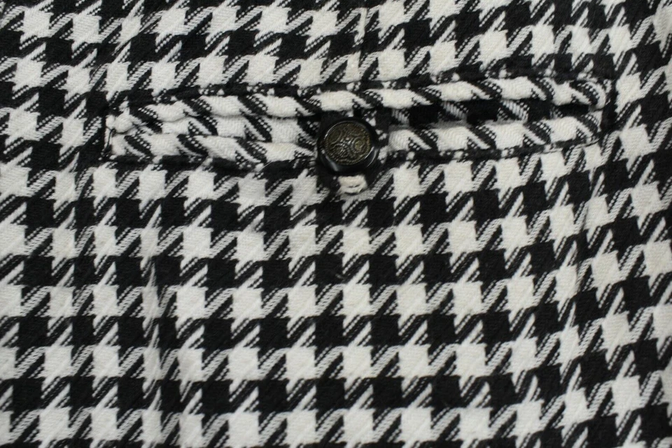 Pantalones plisados Generra para mujer blancos y negros de algodón con botones y cremallera frontal talla 7 Foto 3 de 4