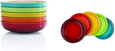 Le Creuset Deep plate round dish 20 cm &  Plate 23cm Set 5 Rainbow New