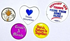 Novelty Metal Button Pin Lot Mounties Support Troops Miracle Future Together Lot