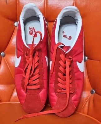 red nike cortez nylon