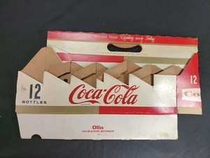 VTG NEW Coke Cardboard Carrier Carton for 12 Bottles Handled Olin COCA-COLA     