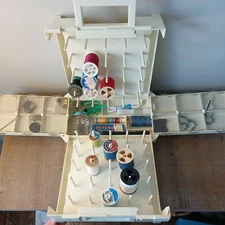 VINTAGE World Wide Media 1983 Thread Spool Tower Sewing Case with Notions 