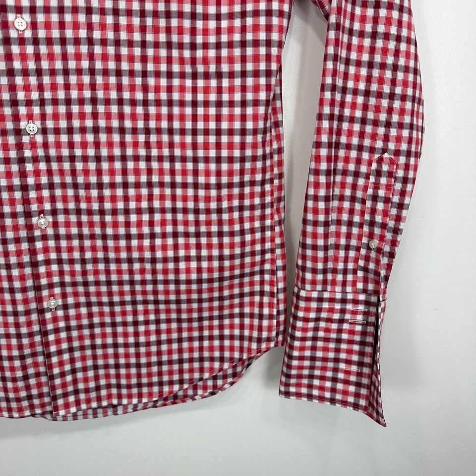 Hugo Boss Gale Mens Dress Shirt 37 14.5 Gingham Check Long Sleeve