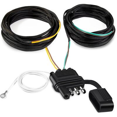 22 Ft 4-Pin 5-Wire Trailer Light Wiring Harness, Nylon Net Protection RV Boat