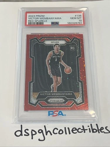 2023 Panini Prizm Victor Wembanyama Red Sparkle Prizm PSA 10 Spurs