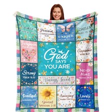 Christian Gifts for Women, Religious Blanket with Flowers, Inspirational Birt...