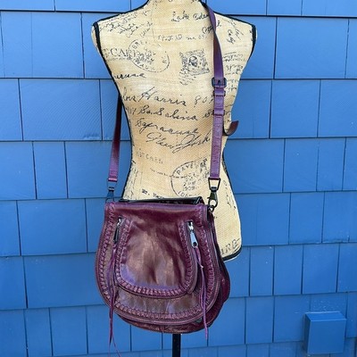    Rebecca Minkoff purple leather bag purse cross body saddlebag