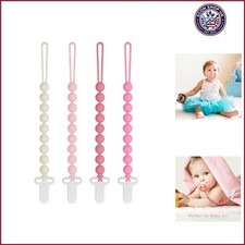 Pacifier Clips Baby Girls - 4 Pack Paci Clip Silicone Soothe Baby Binky Holde...