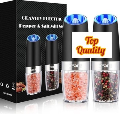 Gravity Electric Salt & Pepper Grinder Set   Automatic Mill Adjustable Coarsenes