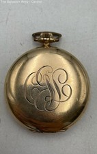 Elgin 14K Yellow Gold Engraved Modern Round Shape Pocket Watch 73.68g