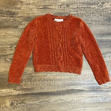 Tommy Bahama Chenille Burnt Orange Sweater Girls Size S 5/6 Super Soft Rust Cozy