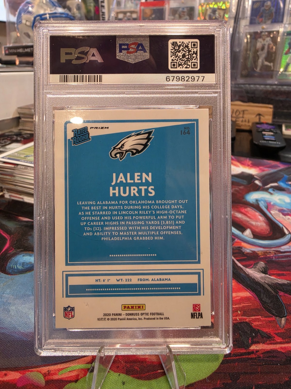 2020 Panini Donruss Optic Rated Rookies Jalen Hurts Blue Scope Rookie PSA 10 view 2