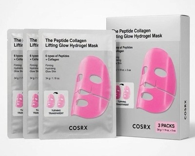 COSRX Peptide Collagen Lifting Glow Hydrogel Face Mask Firming Hydrating 3ct