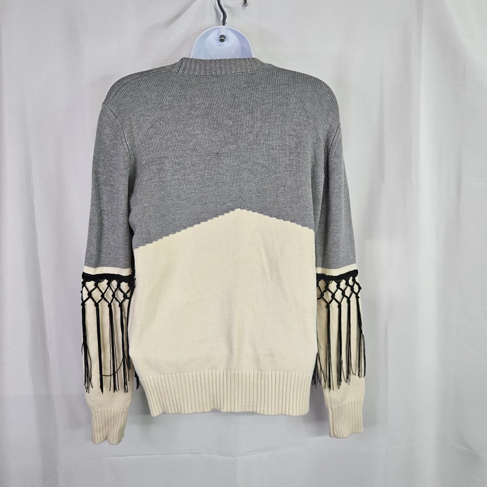 Suéter tejido acanalado dobladillo flecos Neiman Marcus para mujer talla M Foto 4 de 4