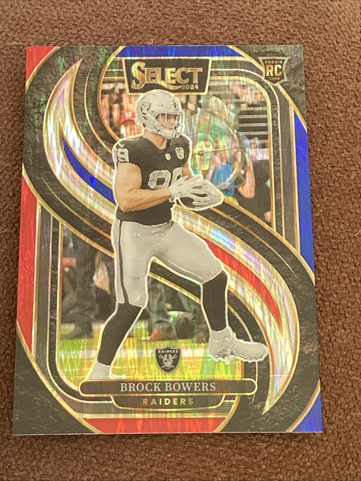 2024 Select Brock Bowers Premier Level Red White Blue Prizm Shock #118 Rookie
