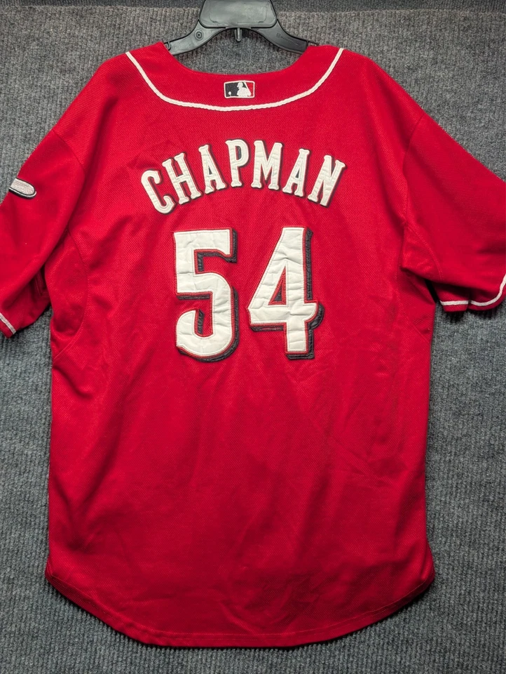 Cincinnati Reds Authentic Majestic Jersey Size 54 Embroidered Chapman - BUTTON - Image 2 of 4
