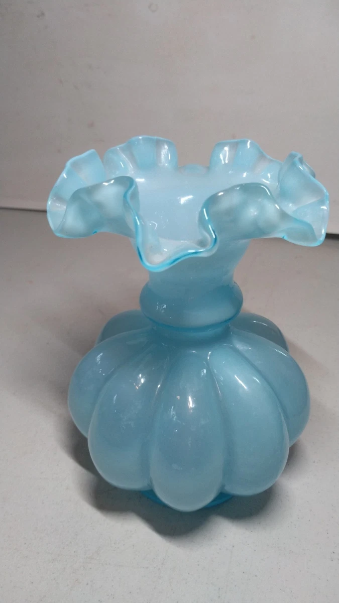 Fenton Blue Melon Vase for sale | eBay