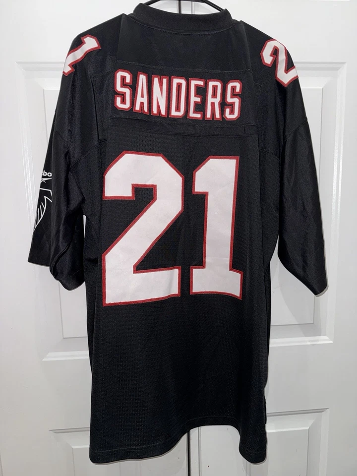 Camiseta deportiva negra Reebok NFL Atlanta Falcons Deion Sanders Vintage Collection 2XL Foto 2 de 4