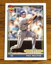 1991 Topps Paul Molitor #95 Milwaukee Brewers 40 Years of Baseball HOF MLB Card