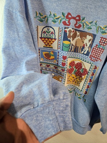 Polo donna Separate Issue taglia large vintage manica lunga casale blu - Foto 4 di 11