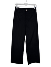 Maeve The Colette High Rise Wide Leg Cropped Pants in Black Size 29 Tall
