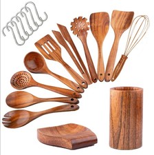 Wooden Spoons for Cooking Natural Teak Wooden Kitchen Utensils Set for Stirring