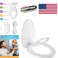 Family Friendly Toilet Seat with Built In Potty Training Seat Elongated White