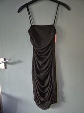 BNWT Pretty Little Thing Size 8 Black Mesh Sleeveless Ruched Dress (525/179/v)