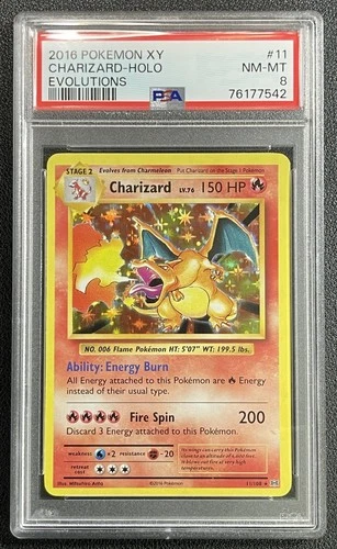 CHARIZARD PSA 8 2016 POKEMON XY EVOLUTIONS #11/108 HOLO 7542