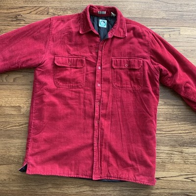 Appalachian Trail Corduroy Shirt Jacket Men's M Pink Red Quilted Lined Button Up