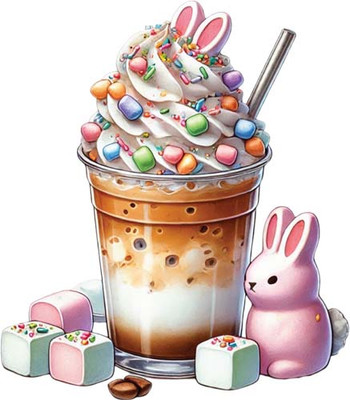 Bunte Ostern Eiskaffee Wandkunst Schlafzimmer Dekor Vinyl Aufkleber Abziehbild 6 Größen