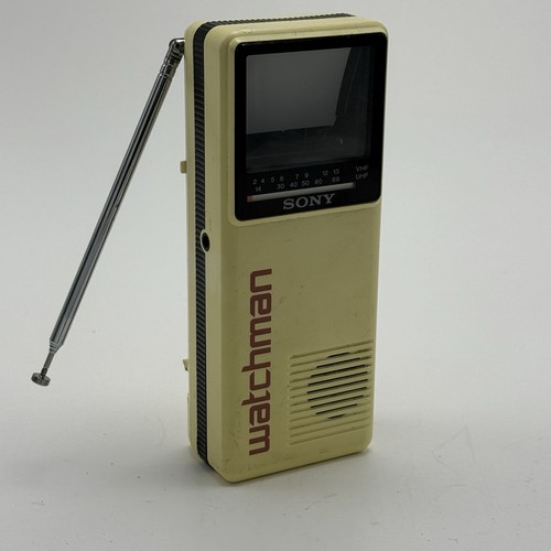 Sony Watchman FD-10A B&W Handheld 2" TV VHF/UHF Antenna Portable Tested Vintage