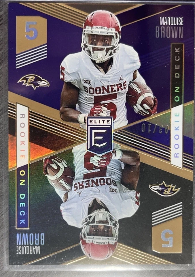 2019 Donruss Elite Rookie On Deck /10 Marquise Brown #RD-GOLD FOTL SSP MINT  - Image 2 of 4