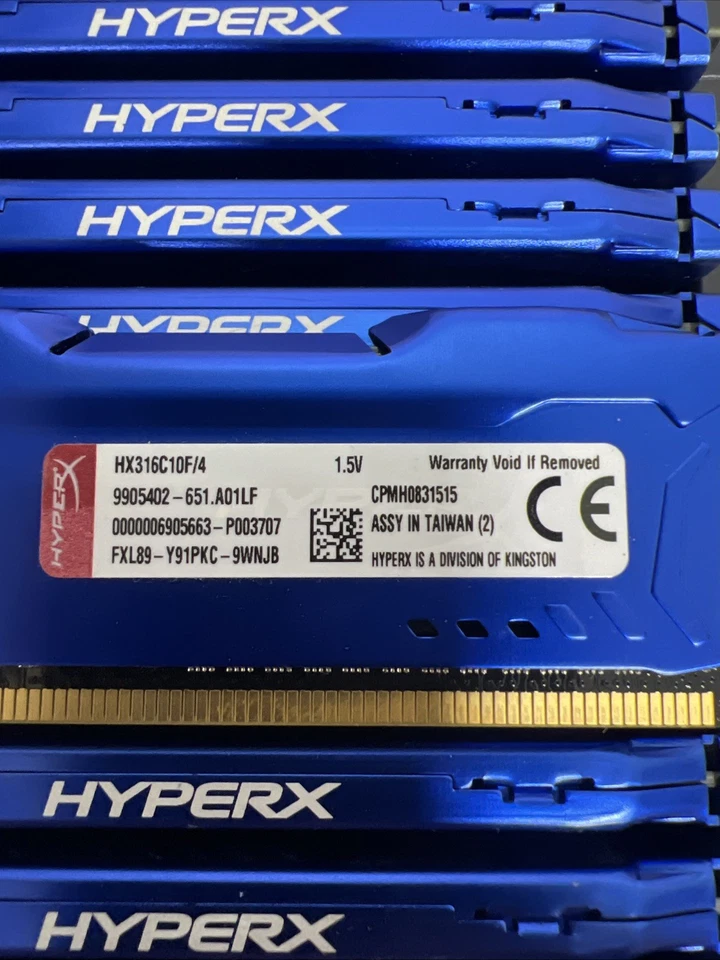 16x 4GB Kingston HyperX Fury PC3-12800U 1600 Desktop Memory RAM HX316C10F/4 - Image 2 of 2