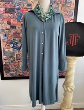 Marla Wynne Dark Slate Green Luxe Crepe Shirt Dress S New Sale