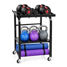 Adjustable Dumbbell Rack Stand with Wheels, 500LB Weight Rack for Home Gym