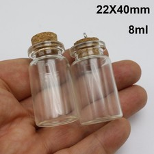 5 Small Glass Cork Stopper Bottles Spell Jar Empty Vials Wish Bottles Charms 22X